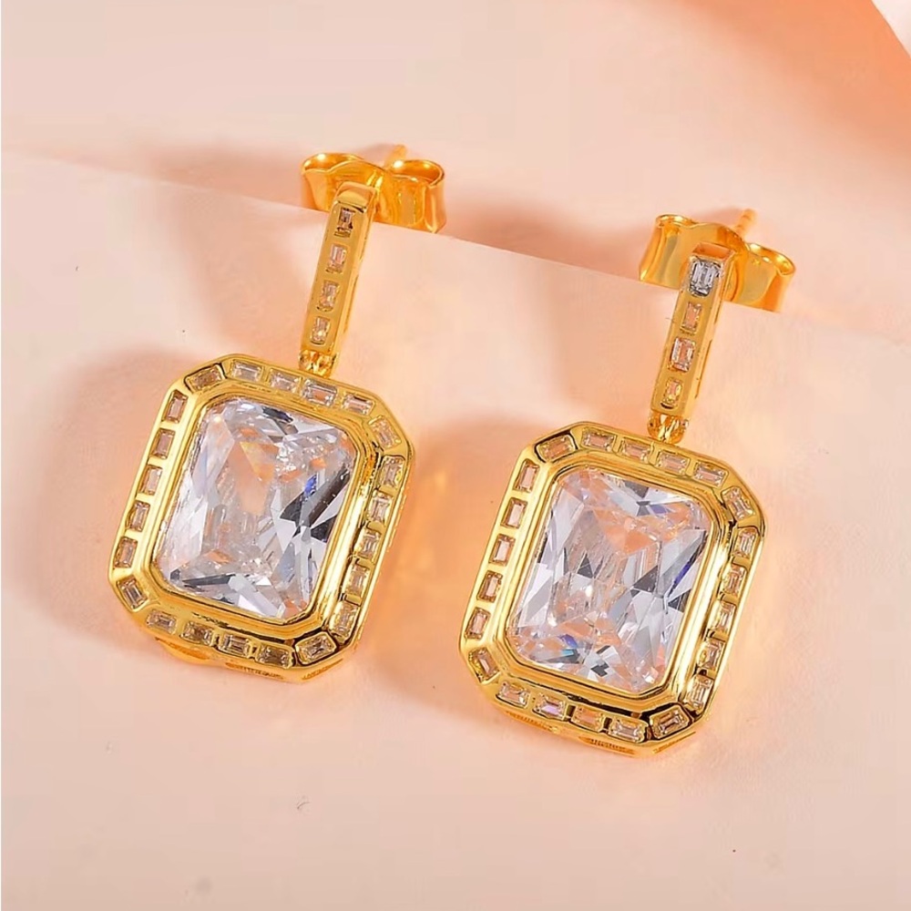 Lustro Stella Finest CZ Earrings in Vermeil Yellow Gold Over Sterling Silver